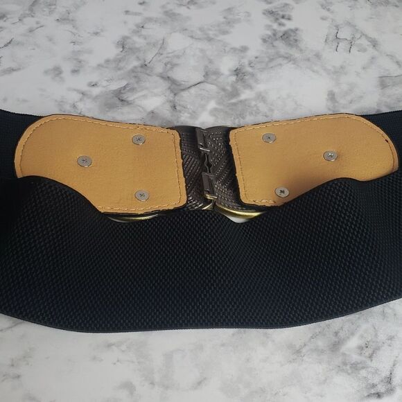 Black and Bronze Elastic Waistband Belt - Picture 2 of 3